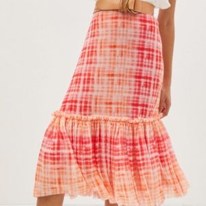 NWOT ANTHROPOLOGIE EVA FRANCO KYM FLOUNCED MIDI SKIRT